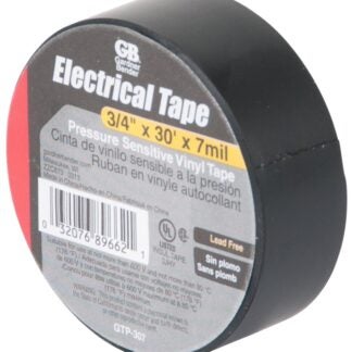 Gardner Bender GTP-307 Electrical Tape, 30 ft L, 3/4 in W, PVC Backing, Black Sells in Quantity of 10