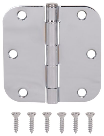 ProSource 20347BCX Door Hinge, Steel, Chrome, Loose Pin, 180 deg Range of Motion, Screw Mounting