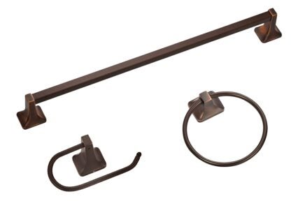 Boston Harbor 3603BVB Manhattan Bath Hardware Set, Aluminum/Steel/Zinc, Venetian Bronze, 3-Piece, For: Bathroom