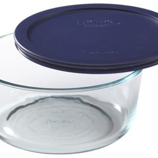 Pyrex 6017397 Storage Plus Bowl, 2 Cups, Glass/Plastic, Clear/Navy Blue Sells in Quantity of 4