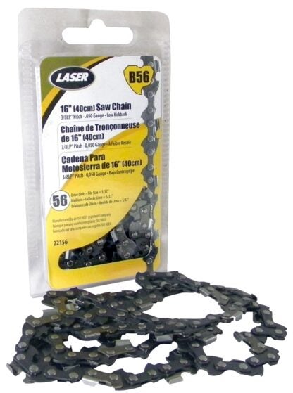 Laser 22156 Chainsaw Chain, 0.05 in Gauge, 3/8 in TPI/Pitch, 56-Link