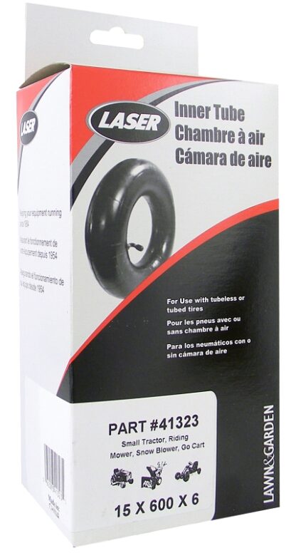 Laser 41323 Inner Tube, Straight Stem Valve, Butyl Rubber, For: 15 in Tire