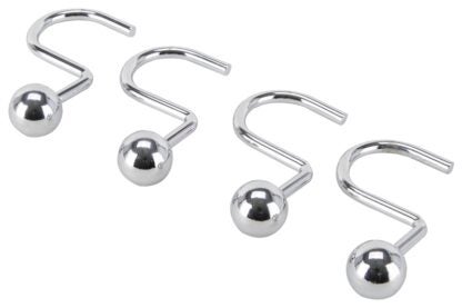 Simple Spaces SD-CBH-CH Ball Shower Curtin Hook, 1-1/16 in Opening, Steel, Chrome, 1-3/4 in W, 2-7/8 in H