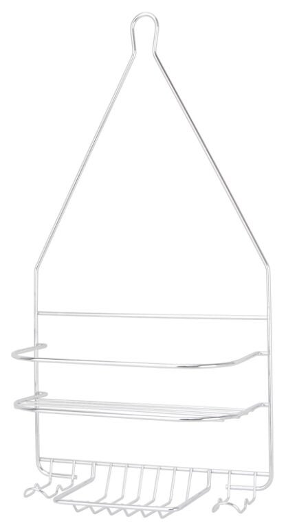 Simple Spaces SS-SC-25-CH-3L Shower Caddy, 2-Shelf, Steel, 10 in OAW, 19 in OAH, 4-1/4 in OAD, 10 lb