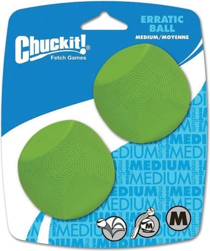 Chuckit! 20120 Dog Toy, M, Erratic, Natural Rubber, Green