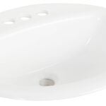 Craft + Main 130012-4W Bathroom Sink, Oval Basin, 4 in Faucet Centers, 3-Deck Hole, 17 in OAW, 20 in OAH, White