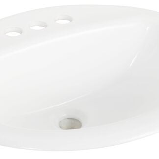 Craft + Main 130012-4W Bathroom Sink, Oval Basin, 4 in Faucet Centers, 3-Deck Hole, 17 in OAW, 20 in OAH, White