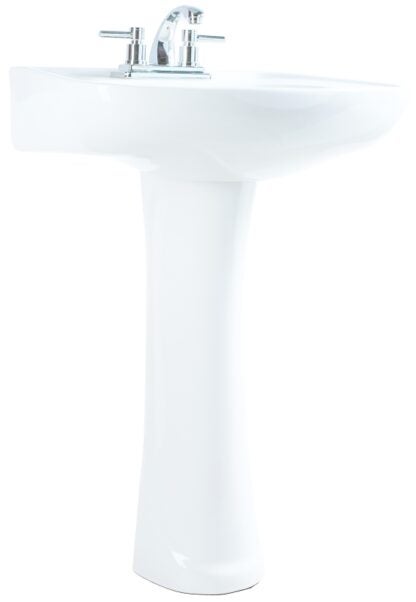 Craft + Main TP22074W Pedestal Sink, 4 in Faucet Centers, Vitreous China, 18-1/4 in OAL, 22-3/4 in OAW