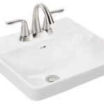 Craft + Main 13-0073-4W Vessel Bathroom Sink, Rectangle Basin, 4 in Faucet Centers, 3-Deck Hole, 18 in OAW, White