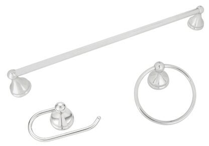 Boston Harbor 5003C Venetian Bath Hardware Set, Steel/Stainless Steel/Zinc, Chrome, 3-Piece, For: Bathroom