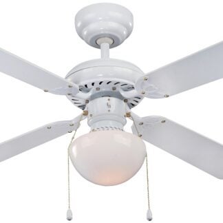 Boston Harbor CF-78133 Ceiling Fan, 4-Blade, White Housing, 42 in Sweep, MDF Blade, 3-Speed