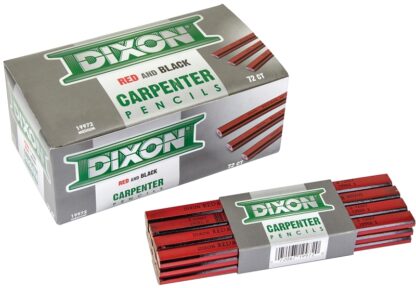 Dixon Ticonderoga 19971 Carpenter Pencil, 7 in L, Wood Barrel, Black/Red Barrel Sells in Quantity of 12