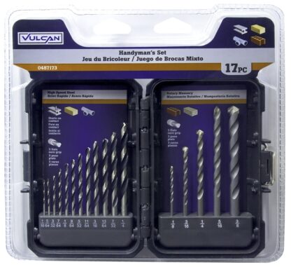 Vulcan 871060OR Drill Bit Set, 17-Piece, High-Speed Steel, Sandblasted