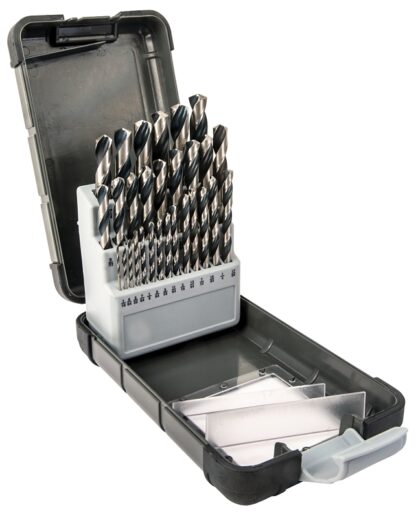 Vulcan 241040OR Plastic Case Drill Bit Set, 29-Piece, High-Speed Steel, Black Oxide/Polished