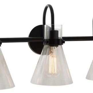 Boston Harbor D2021022 Three Light Vanity Fixture, 120 V, 60 W, 3-Lamp, Metal Fixture, Black Fixture, Matte Fixture