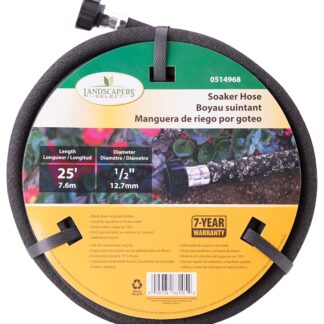 Landscapers Select P174-161101 Soaker Hose, 25 ft L, Plastic Male and Female Couplings, Rubber, Black