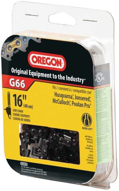 Oregon SpeedCut M66 Saw Chain, 3/16 in File, 16 in L Bar, Steel