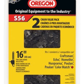 Oregon S56T Chainsaw Chain, 16 in L Bar, 0.05 Gauge, 3/8 in TPI/Pitch, 56-Link