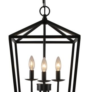 Boston Harbor LS10613 Pendant Light, 0.5 A, 120 V, 60 W, 3-Lamp, Type B/CA Bulb Lamp, Metal Fixture, Black Fixture