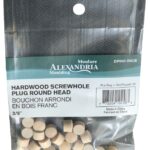 ALEXANDRIA Moulding DP005-R0CB Round Head Screw Hole Plug, 3/8 in Dia, Wood Sells in Quantity of 10