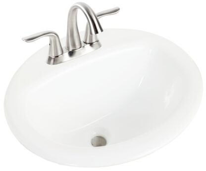 Craft + Main 130013-4W Bathroom Sink, Round Basin, 4 in Faucet Centers, 3-Deck Hole, 19 in OAW, Vitreous China