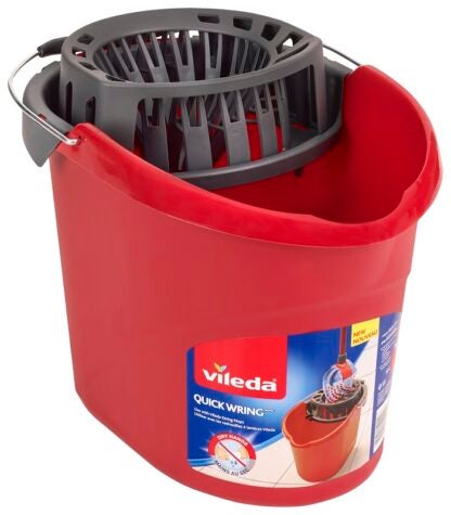 Vileda 153028 Quick Wring Bucket, 10 L Capacity, Oval, Polyethylene Bucket/Pail