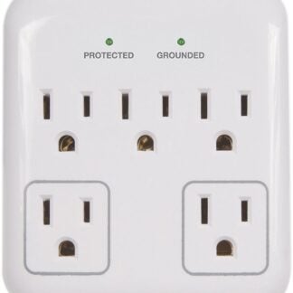 PowerZone OR802155 Tap Surge Protector, 125 V, 15 A, 5-Outlet, 900 Joules Energy, Gray & White