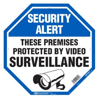 Hy-Ko OCT-100 Property Sign, Octagon, SECURITY ALERT THESE PREMISES PROTECTED BY VIDEO SURVEILLANCE, Plastic Sells in Quantity of 5