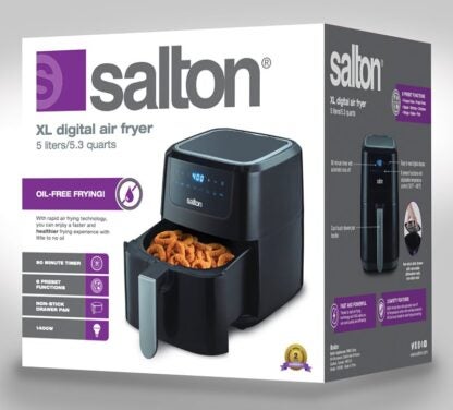 Salton AF2085 Air Fryer, 5 L Capacity, 1400 W, Digital Control, Black