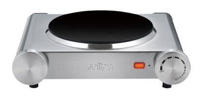 Salton HP1502 Portable Infrared Cooktop, 7.4 in Cooktop, Hot Plate Surface, 1200 W, Silver, 7-3/4 in OAW