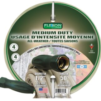 Flexon FAW1250CN Garden Hose, 1/2 in, 50 ft L, Vinyl, Beige