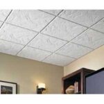 USG Sandrift Series 821809 Acoustical Ceiling Panel, 2 ft L, 2 ft W, Shadow Line Edge Shape/Pattern, White Fabric