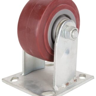 ProSource JC-P01 Rigid Caster, 4 in Dia Wheel, 2 in W Wheel, PU Wheel, Gray, 350 lb, Steel Housing Material