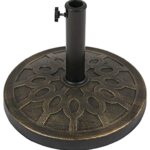 Seasonal Trends 69328 Umbrella Base, 17-1/2 in Dia, 13 in H, Round, Resin/Steel/Plastic, Bronze