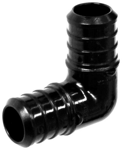 BOW 502104 Tube Elbow, 3/4 in, 90 deg Angle, Poly, Black Sells in Quantity of 25