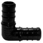 BOW 502088 Tube Elbow, 1/2 in, 90 deg Angle, Poly, Black Sells in Quantity of 25