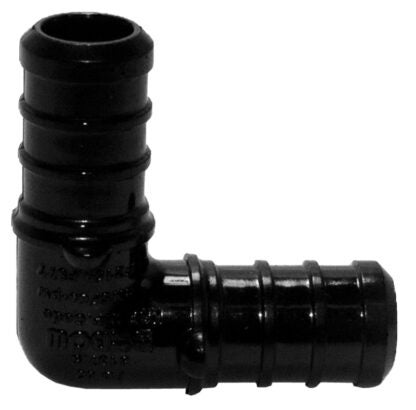 BOW 502088 Tube Elbow, 1/2 in, 90 deg Angle, Poly, Black Sells in Quantity of 25