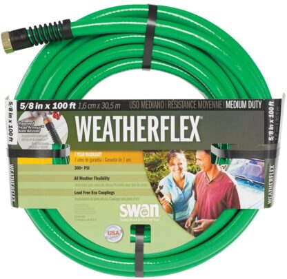 SWAN SNWF58100 Garden Hose, 100 ft L, Vinyl, Green