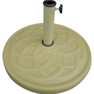 Seasonal Trends 69332 Umbrella Base, 21.65 in Dia, 13.2 in H, Round, Resin/Steel/Plastic, Sandstone