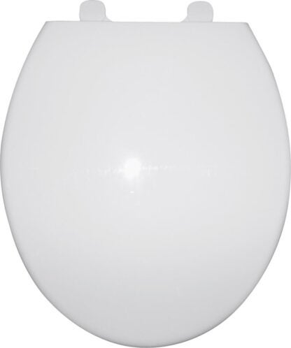 ProSource Q-328-WH Toilet Seat, Round, Polypropylene, White, Plastic Hinge