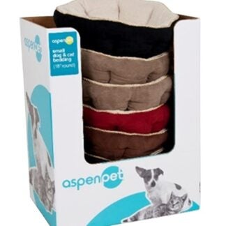 Aspenpet 26947/26542 Pillow Pet Bed, 18 in L, 18 in W, Round, Polyester Fill, Fabric Cover, Assorted Sells in Quantity of 16