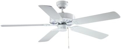 Boston Harbor 52-CASA-ES-EN-WH Ceiling Fan, 5-Blade, Bleached Oak/White Blade, 52 in Sweep, MDF Blade, 3-Speed