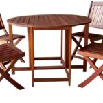 Seasonal Trends IP242-028SET Folding Dining Set, 4 pcs-Piece, 200 lbs. Seating, Round Table, Wood Tabletop