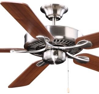 Boston Harbor YG314-ES-EN-BN Ceiling Fan, 5-Blade, Dark Walnut Blade, 52 in Sweep, MDF Blade, 3-Speed