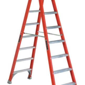 Louisville FM1508 Twin Front Ladder, 147 in Max Reach H, 7-Step, 300 lb, Type IA Duty Rating, 3 in D Step, Fiberglass