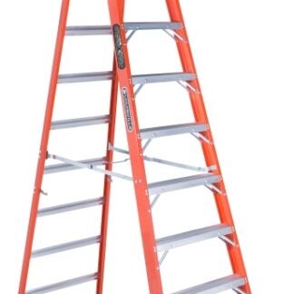 Louisville FXS1512 Cross Step Ladder, 193 in Max Reach H, 12-Step, 300 lb, Type IA Duty Rating, 3 in D Step, Fiberglass