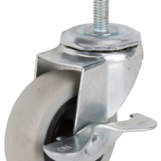 ProSource JC-N08-G Swivel Caster with Brake, 3 in Dia Wheel, 3 in W Wheel, Thermoplastic Rubber Wheel, Gray, 130 lb