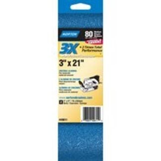 NORTON 49611 Sanding Belt, 3 in W, 21 in L, 80 Grit, Medium, Zirconia Aluminum Abrasive