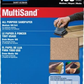 NORTON MultiSand 07660747735 Abrasive Sheet, 11 in L, 9 in W, Medium, P100 Grit, Aluminum Oxide Abrasive