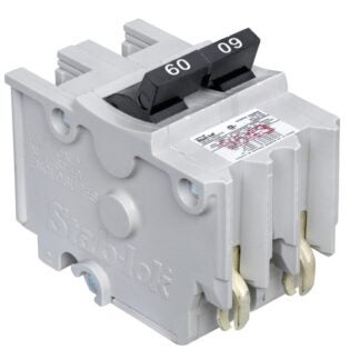 Square D Stab-lok NA260CP Circuit Breaker, Mini, Type NA, 60 A, 2 -Pole, 120/240 V, Plug Mounting, White